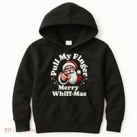 Santa Pull My Finger Christmas Holiday Fart Joke Kids Hoodie thumb 0
