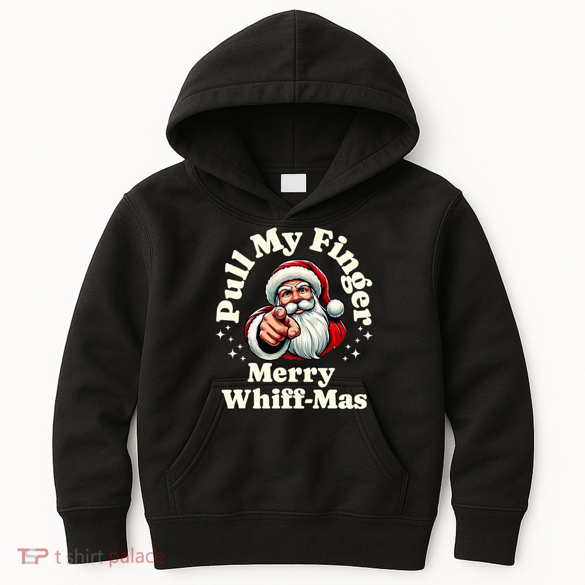 Santa Pull My Finger Christmas Holiday Fart Joke Kids Hoodie