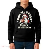 Santa Pull My Finger Christmas Holiday Fart Joke Kids Hoodie thumb 4