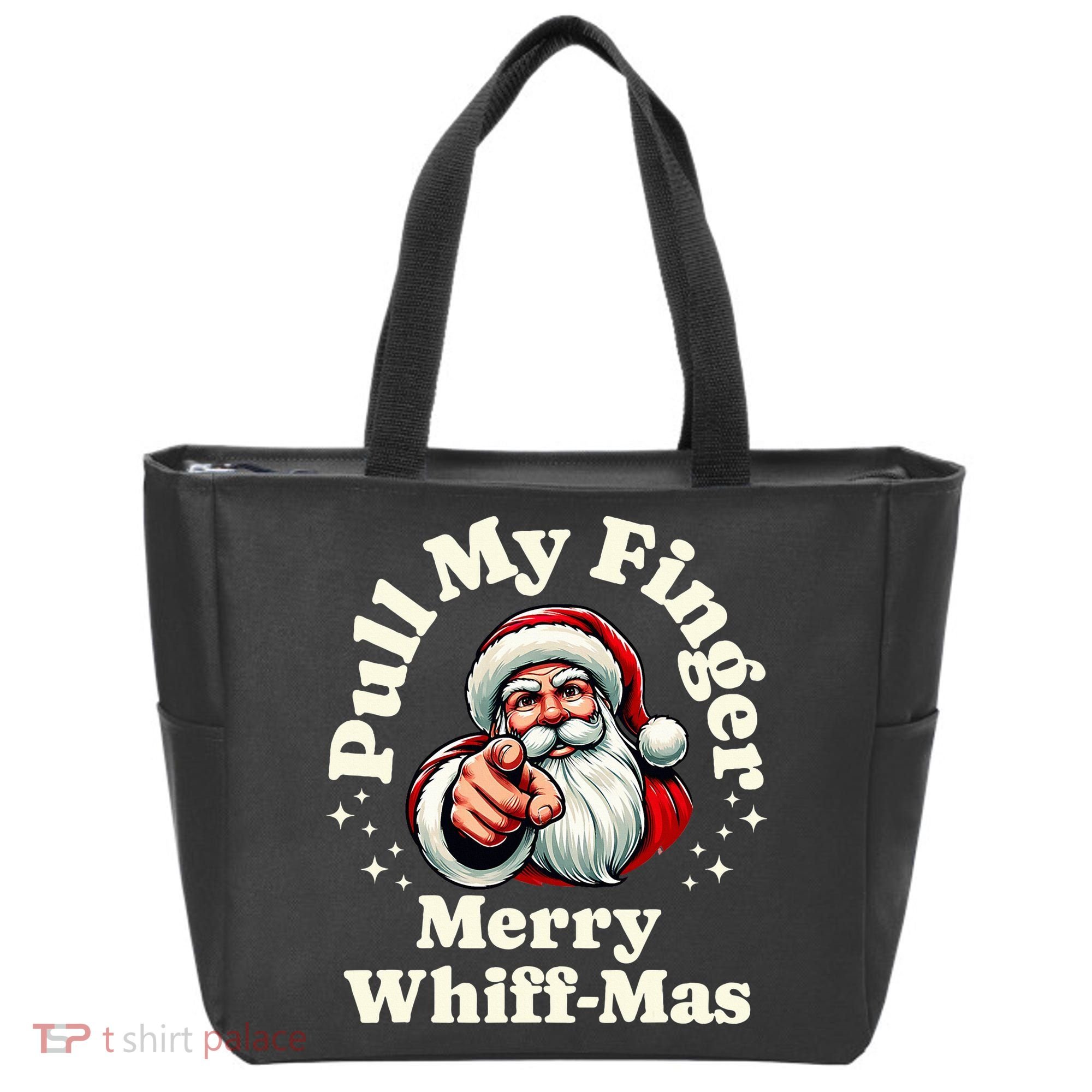 Santa Pull My Finger Christmas Holiday Fart Joke Tote Bag