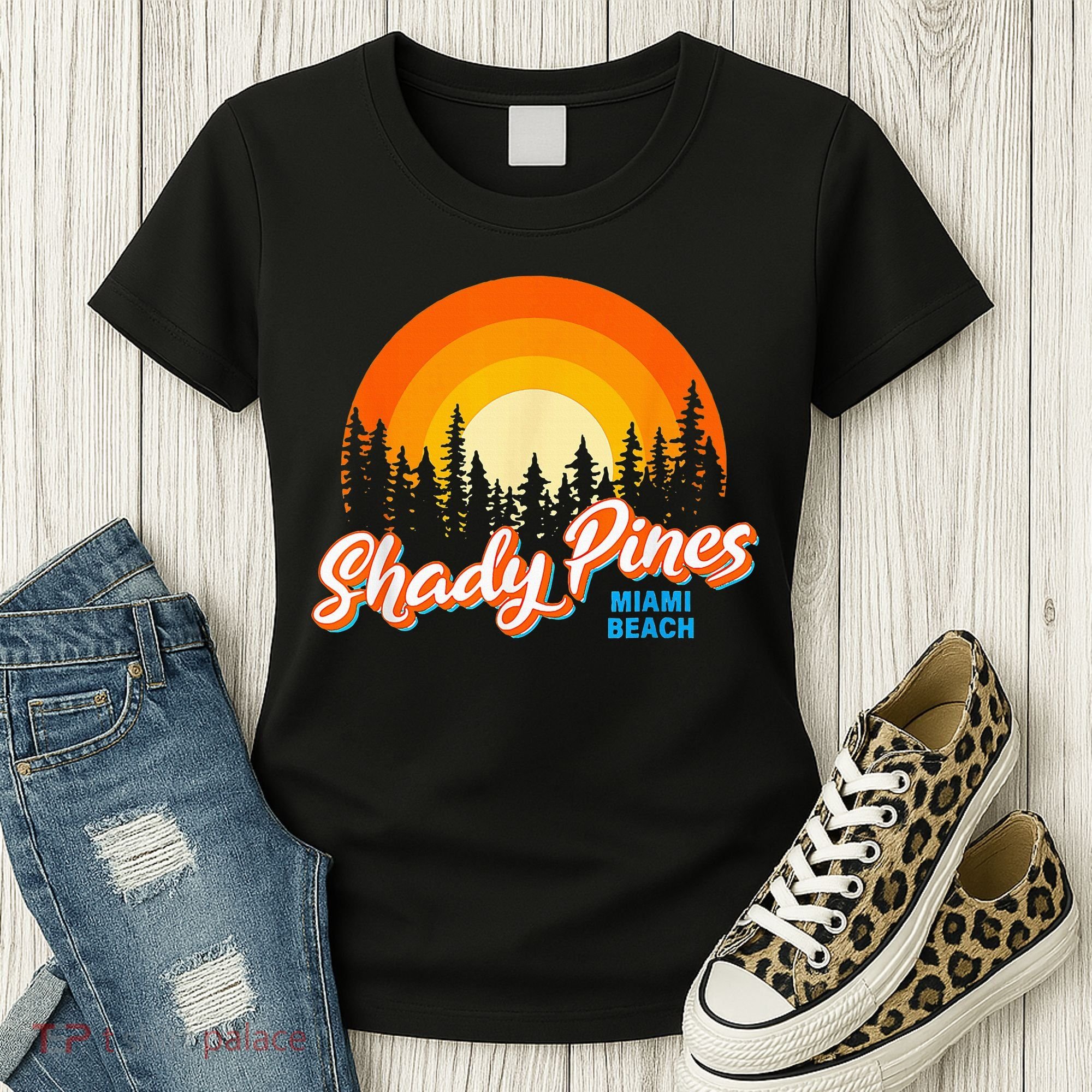 Shady Pines Miami Beach Florida Beach Summer Vacation Women's T-Shirt