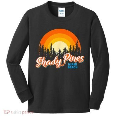 Shady Pines Miami Beach Florida Beach Summer Vacation Kids Long Sleeve Shirt