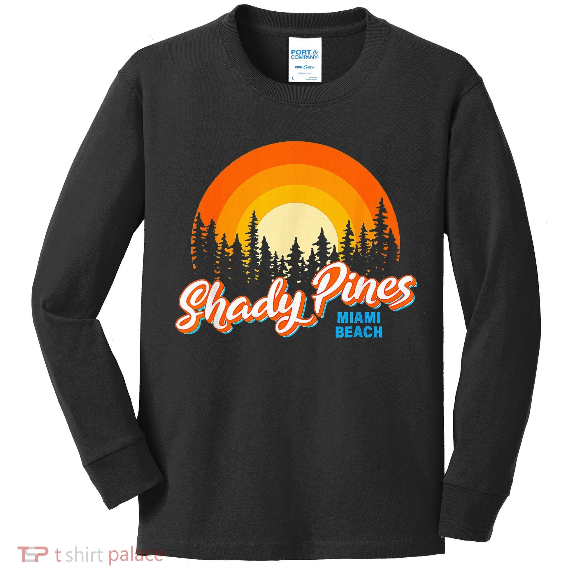 Shady Pines Miami Beach Florida Beach Summer Vacation Kids Long Sleeve Shirt