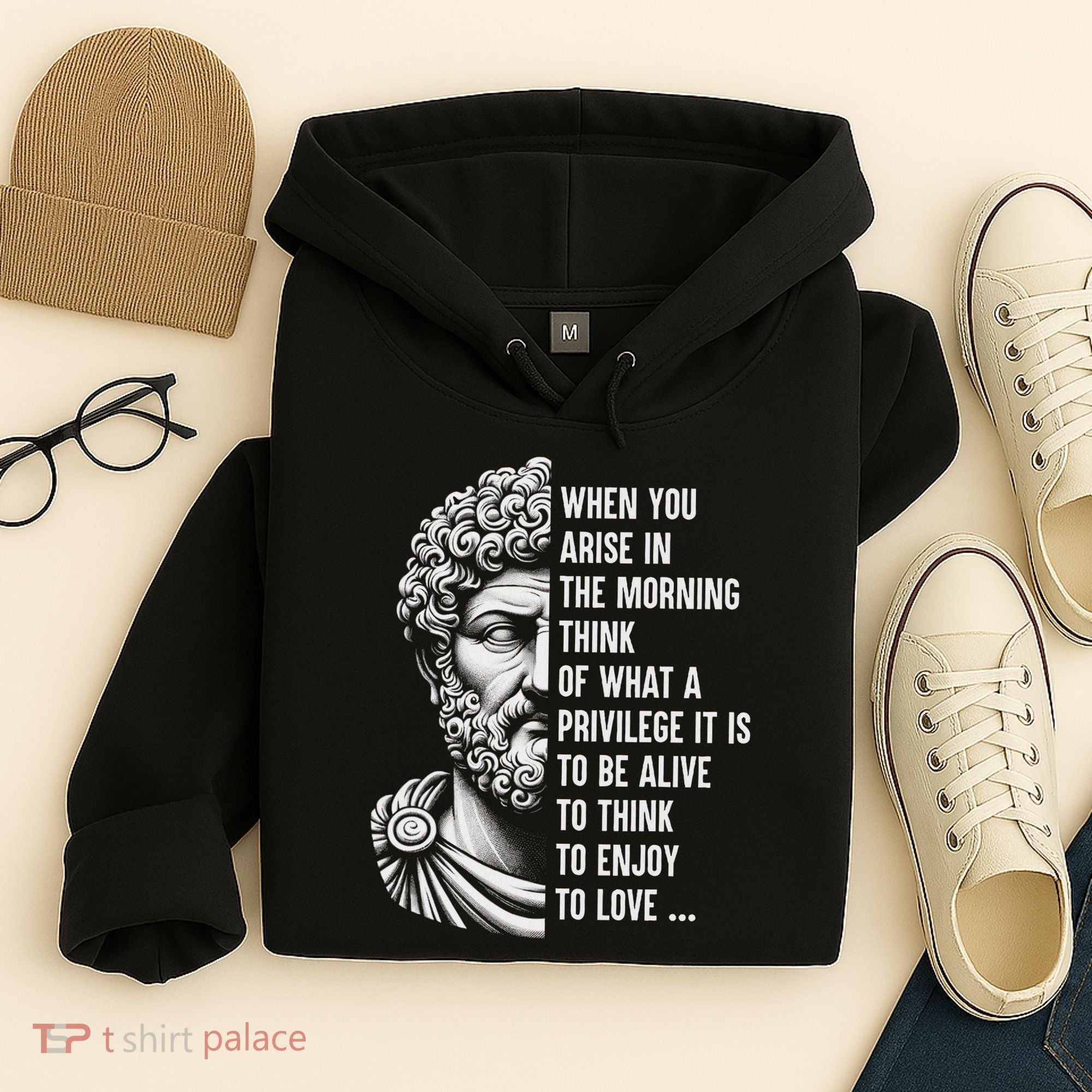 Stoic Philosopher Marcus Aurelius Motivational Quote Hoodie