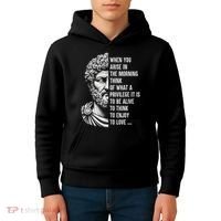 Stoic Philosopher Marcus Aurelius Motivational Quote Kids Hoodie thumb 4