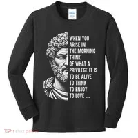 Stoic Philosopher Marcus Aurelius Motivational Quote Kids Long Sleeve Shirt thumb 0