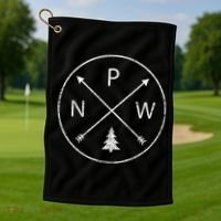 Simple Pacific Northwest Accessory Arrows Pine Tree PNW Golf Towel thumb 1