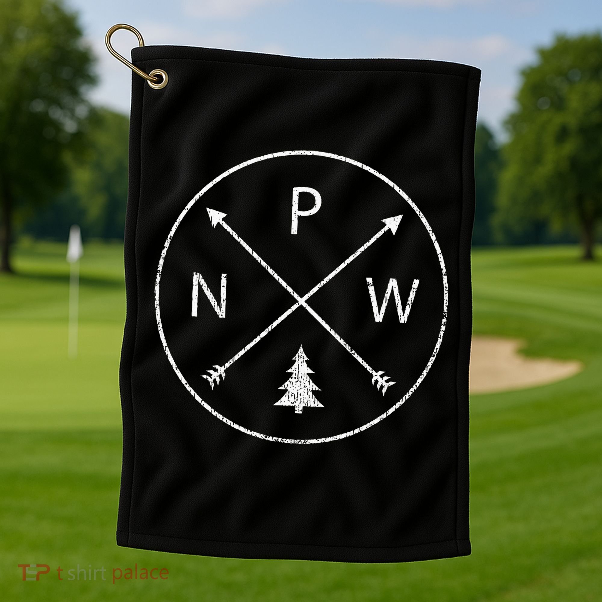 Simple Pacific Northwest Accessory Arrows Pine Tree PNW Golf Towel