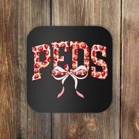 Strawberry Pediatrics Nurse Coquette Bow PEDS RN Nursing Coaster thumb 0