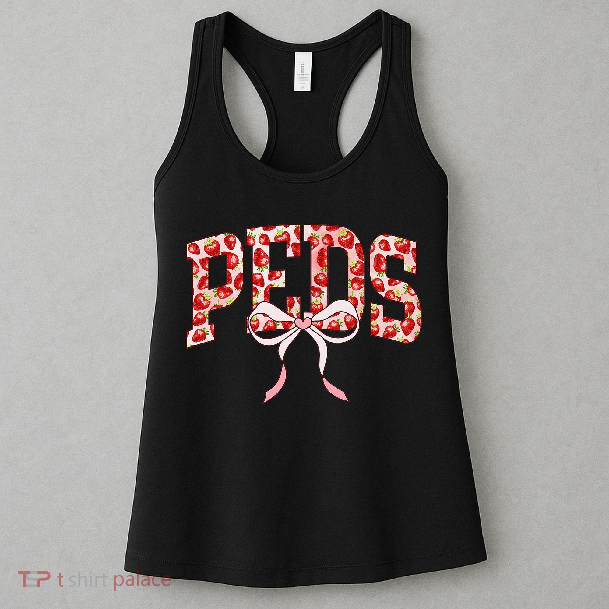 Strawberry Pediatrics Nurse Coquette Bow PEDS RN Nursing Women's Tank Top