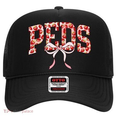 Strawberry Pediatrics Nurse Coquette Bow PEDS RN Nursing Hat