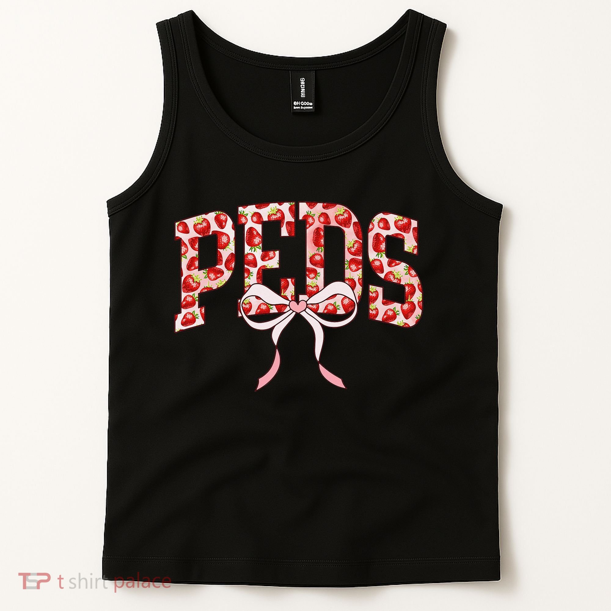 Strawberry Pediatrics Nurse Coquette Bow PEDS RN Nursing Tank Top
