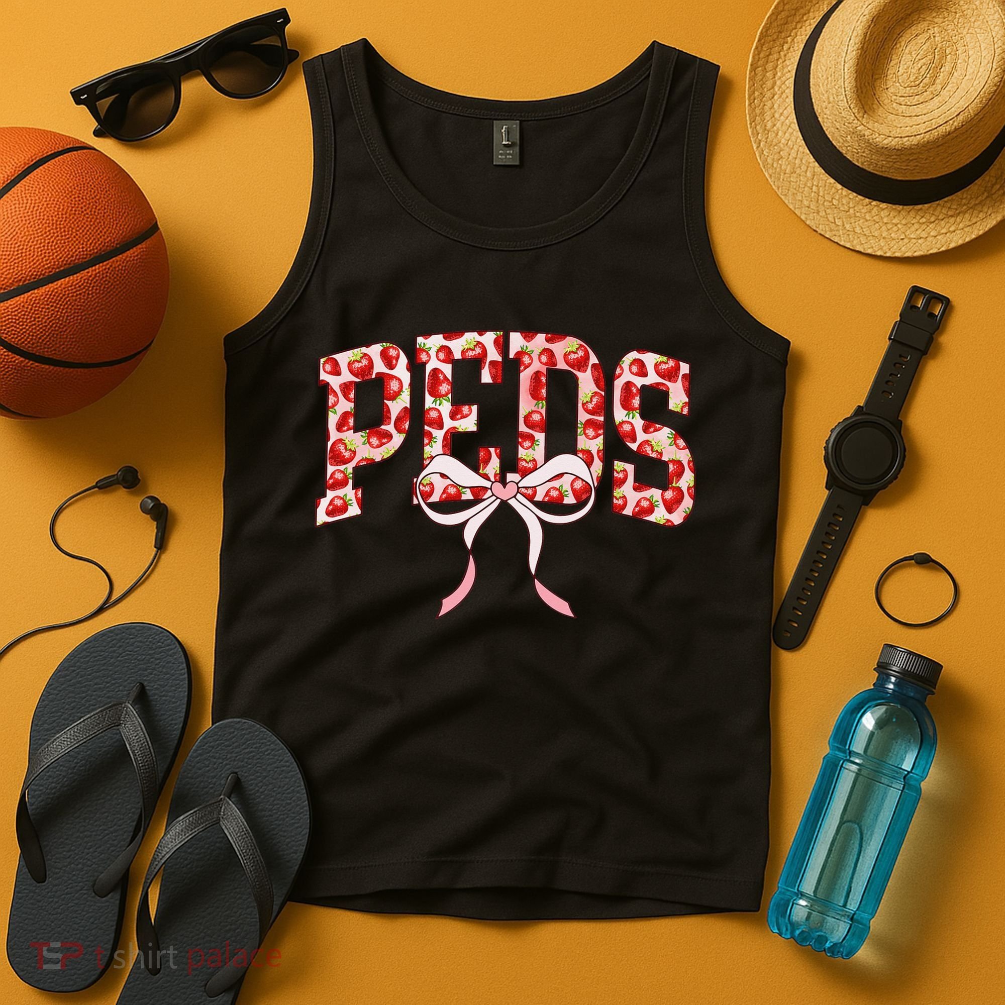 Strawberry Pediatrics Nurse Coquette Bow PEDS RN Nursing Tank Top