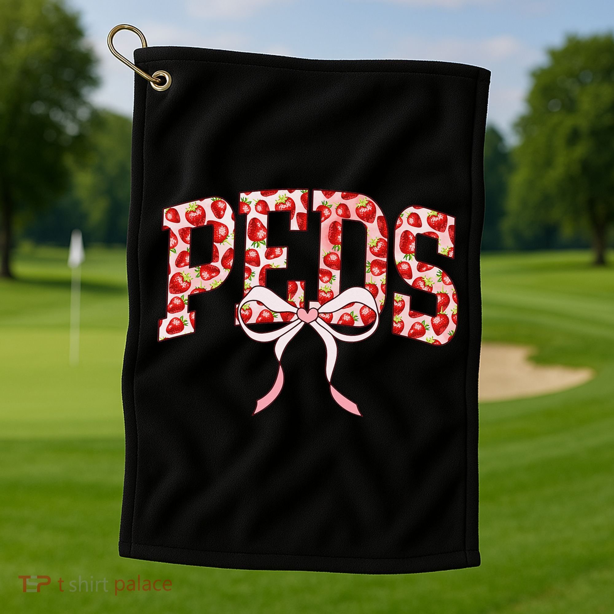 Strawberry Pediatrics Nurse Coquette Bow PEDS RN Nursing Golf Towel