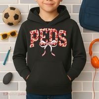 Strawberry Pediatrics Nurse Coquette Bow PEDS RN Nursing Kids Hoodie thumb 2