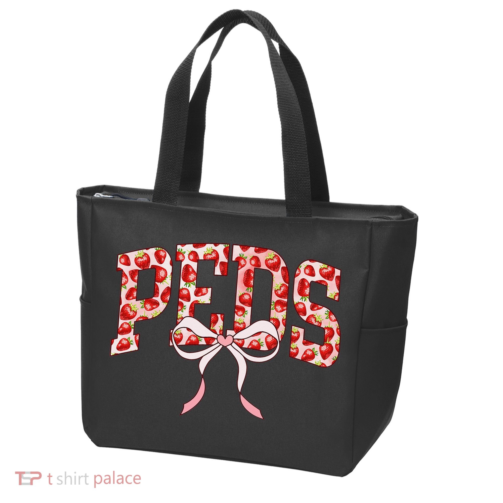 Strawberry Pediatrics Nurse Coquette Bow PEDS RN Nursing Tote Bag