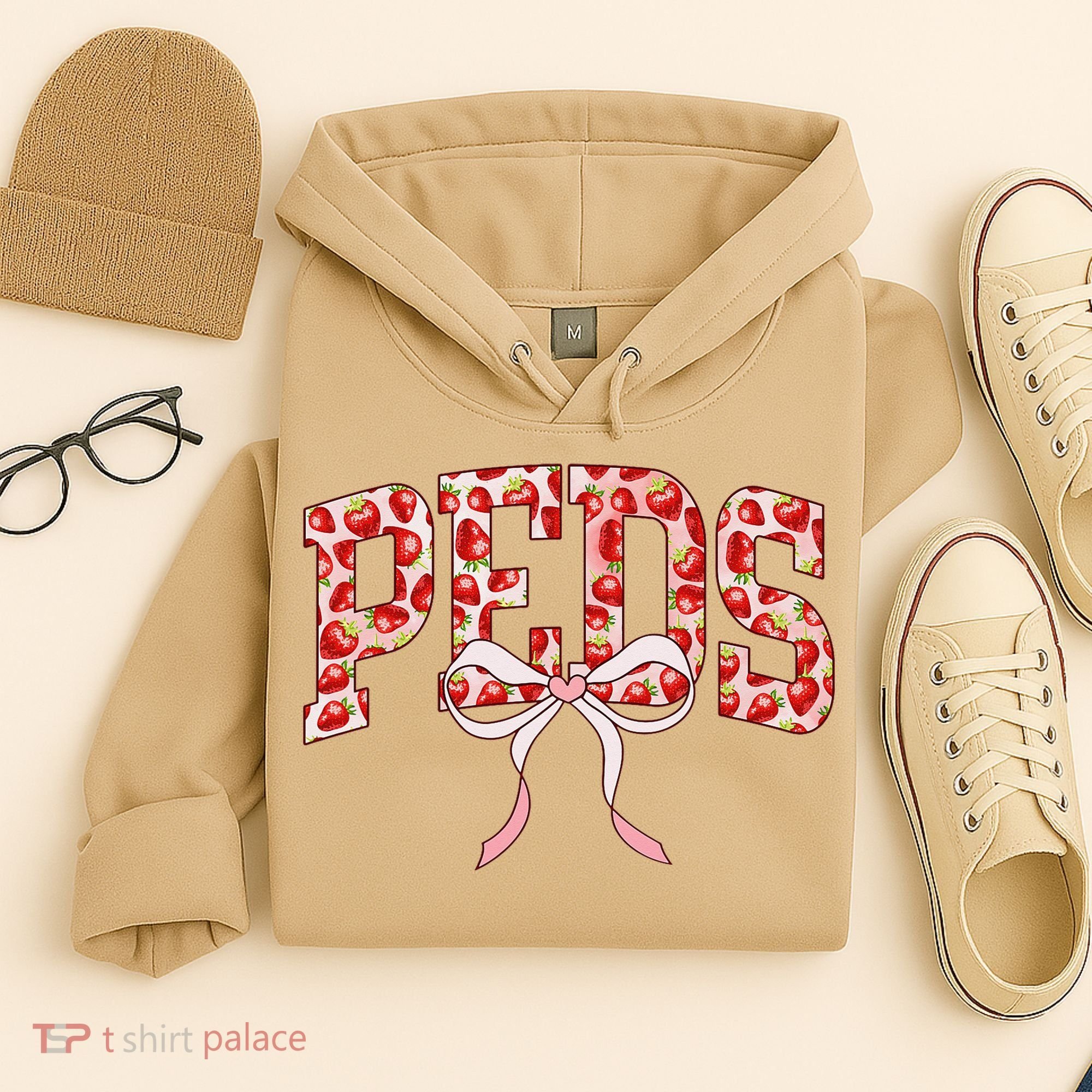 Strawberry Pediatrics Nurse Coquette Bow PEDS RN Nursing Hoodie