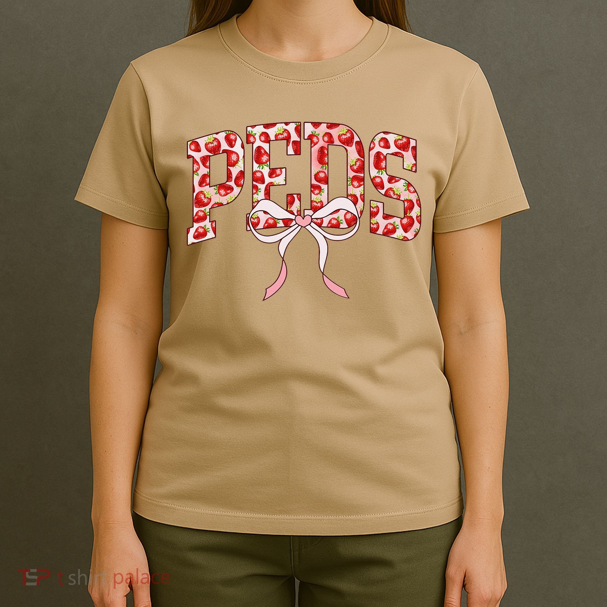 Strawberry Pediatrics Nurse Coquette Bow PEDS RN Nursing T-Shirt