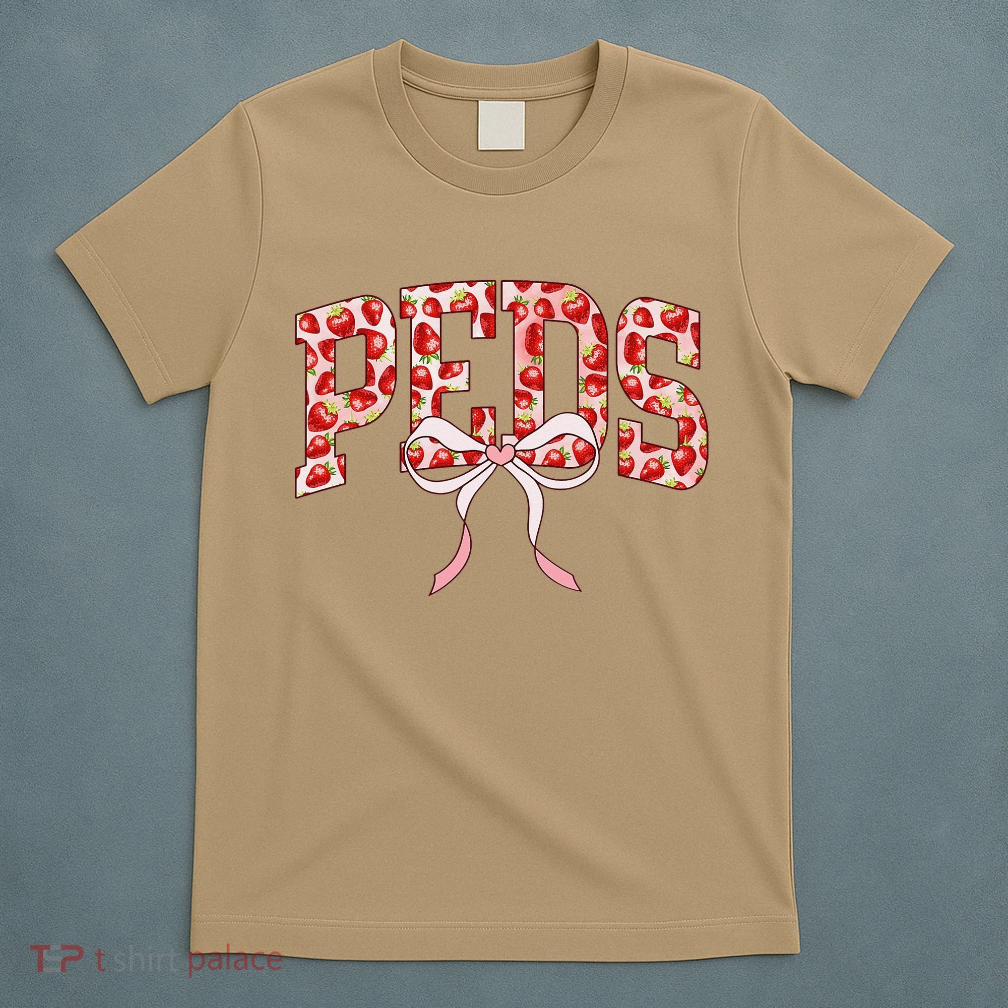 Strawberry Pediatrics Nurse Coquette Bow PEDS RN Nursing T-Shirt