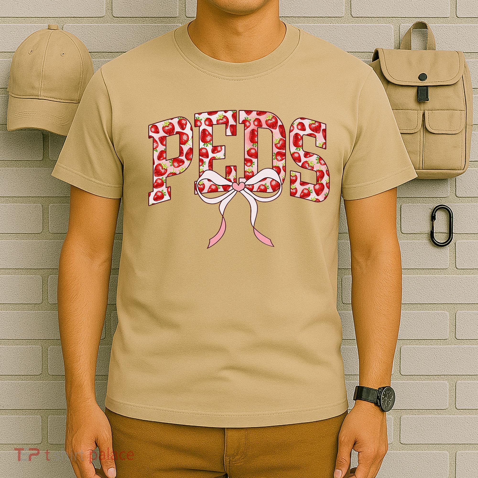 Strawberry Pediatrics Nurse Coquette Bow PEDS RN Nursing T-Shirt