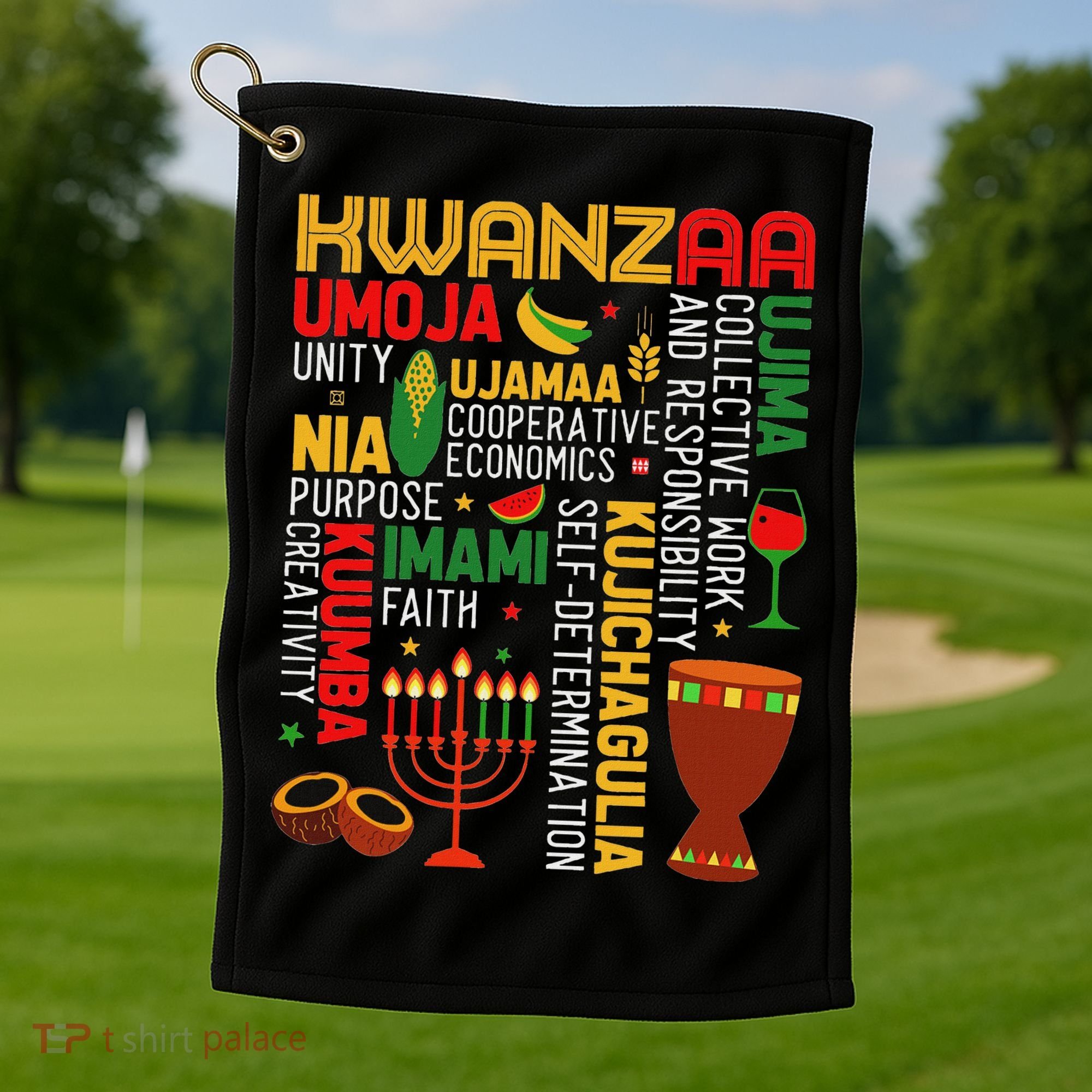 Seven Principles Of Kwanzaa Proud African American Holiday Golf Towel