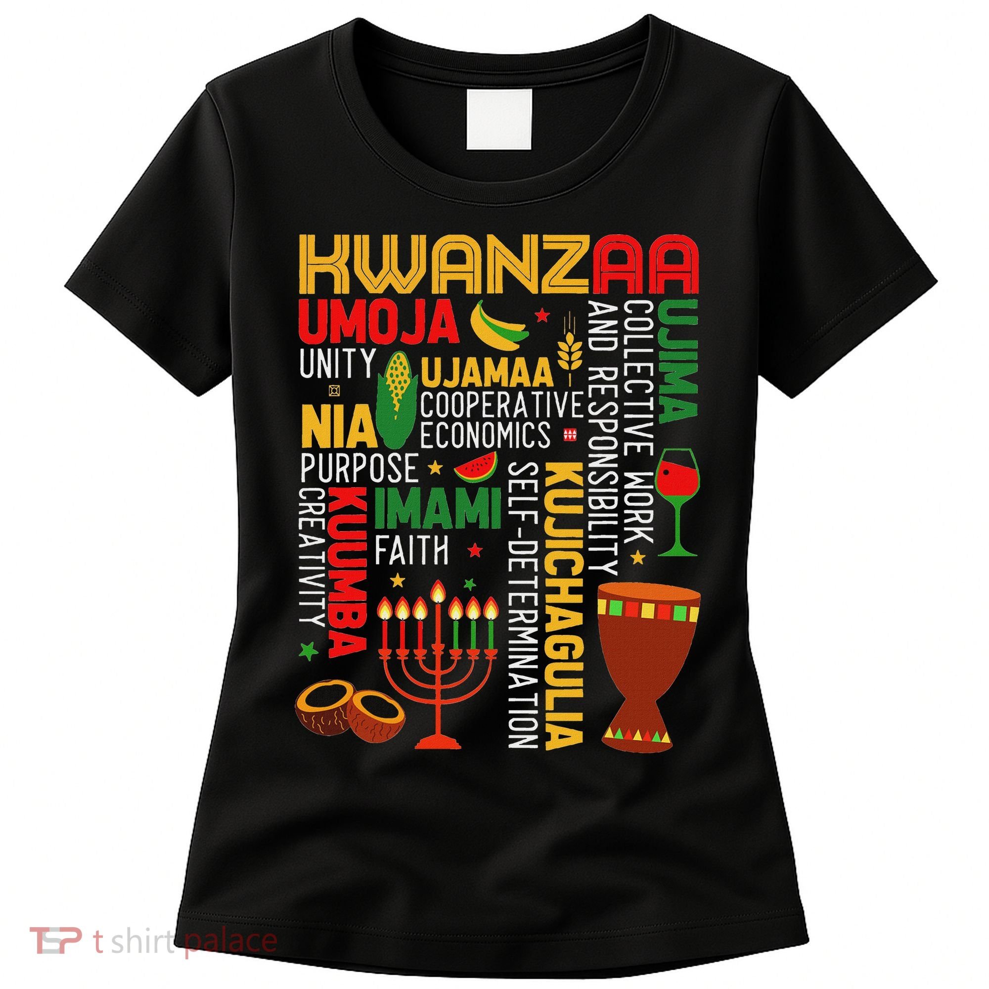 Seven Principles Of Kwanzaa Proud African American Holiday Women's T-Shirt
