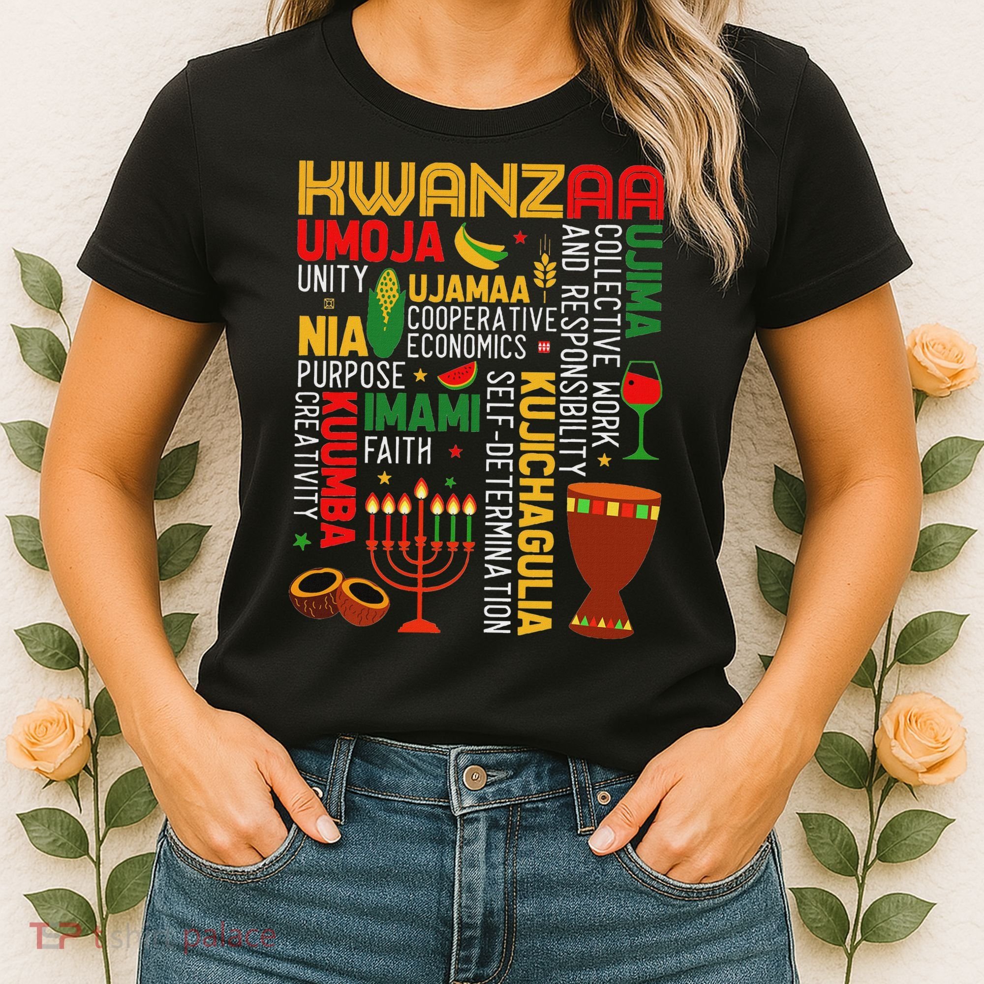 Seven Principles Of Kwanzaa Proud African American Holiday Women's T-Shirt