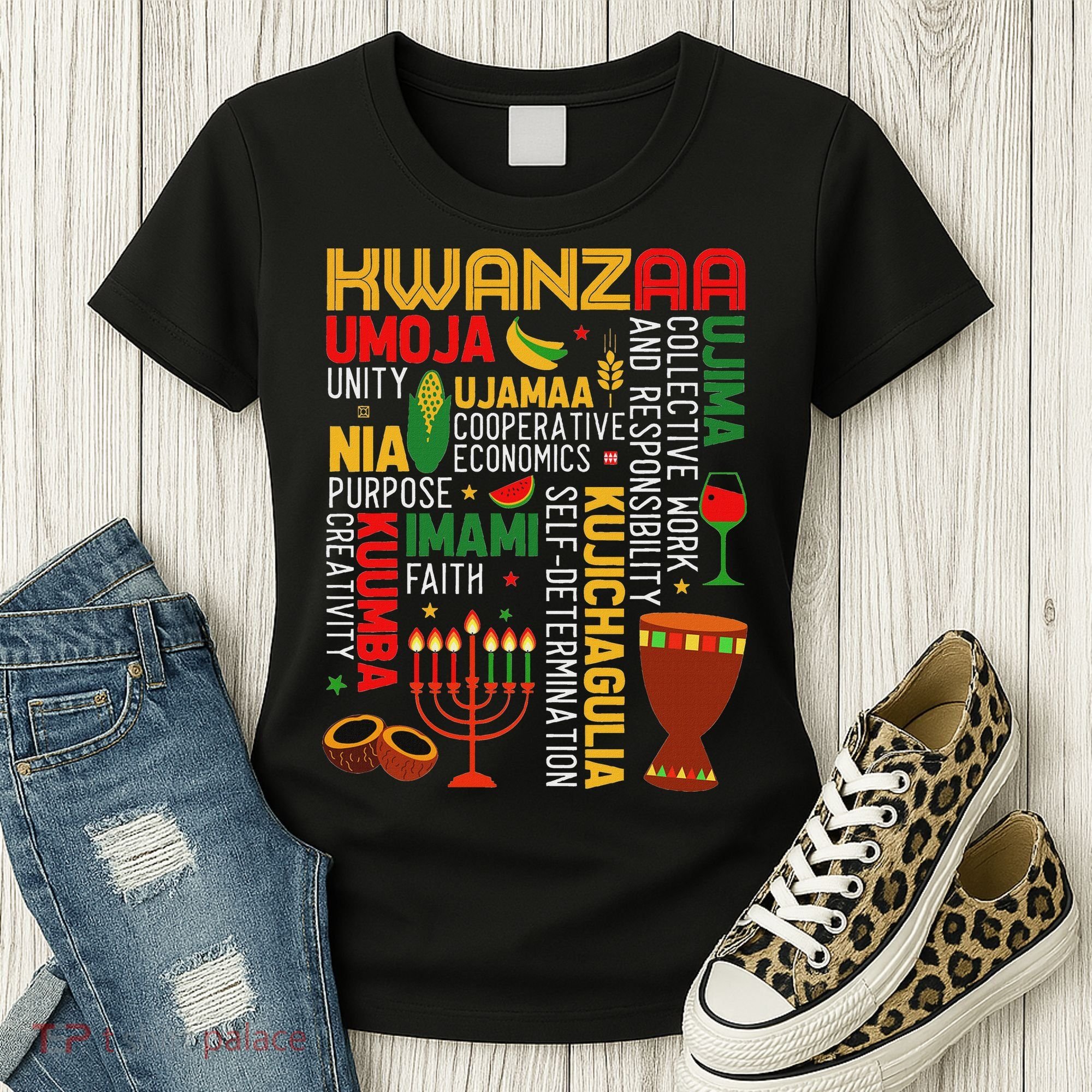 Seven Principles Of Kwanzaa Proud African American Holiday Women's T-Shirt