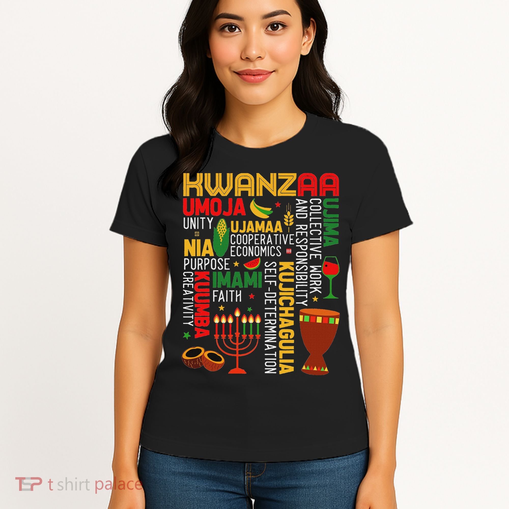Seven Principles Of Kwanzaa Proud African American Holiday Women's T-Shirt
