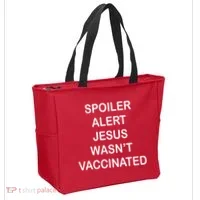 Spoiler Alert Jesus Wasn't Vaccinated Tote Bag thumb 2