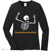 Spooking Intensifies Scary Skeleton Meme Women's Long Sleeve Shirt thumb 0