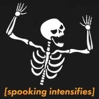 Spooking Intensifies Scary Skeleton Meme Women's Long Sleeve Shirt thumb 2