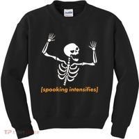 Spooking Intensifies Scary Skeleton Meme Kids Sweatshirt thumb 0