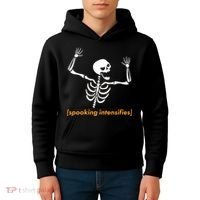 Spooking Intensifies Scary Skeleton Meme Kids Hoodie thumb 4