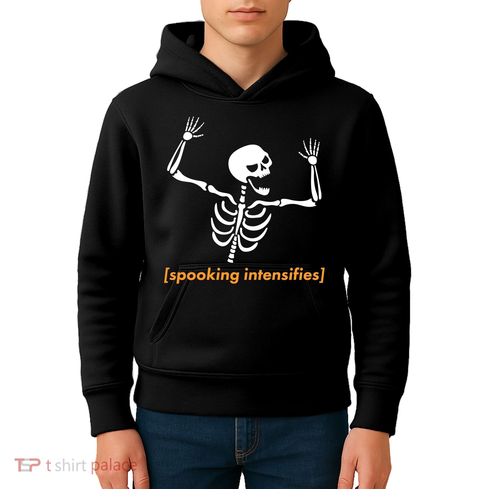 Spooking Intensifies Scary Skeleton Meme Kids Hoodie