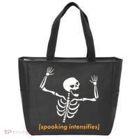 Spooking Intensifies Scary Skeleton Meme Tote Bag thumb 0