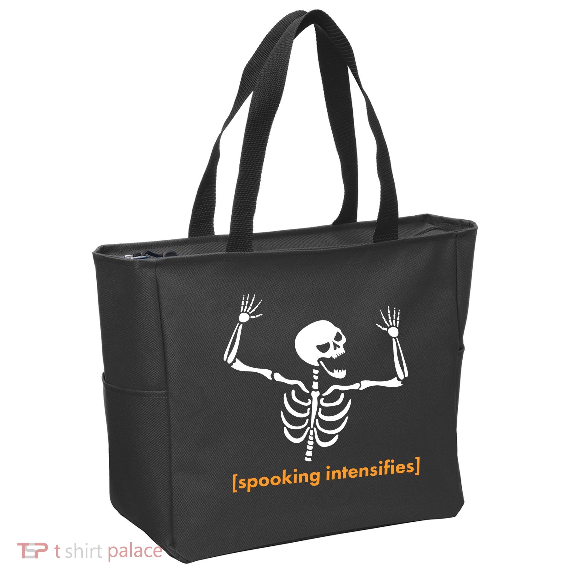 Spooking Intensifies Scary Skeleton Meme Tote Bag