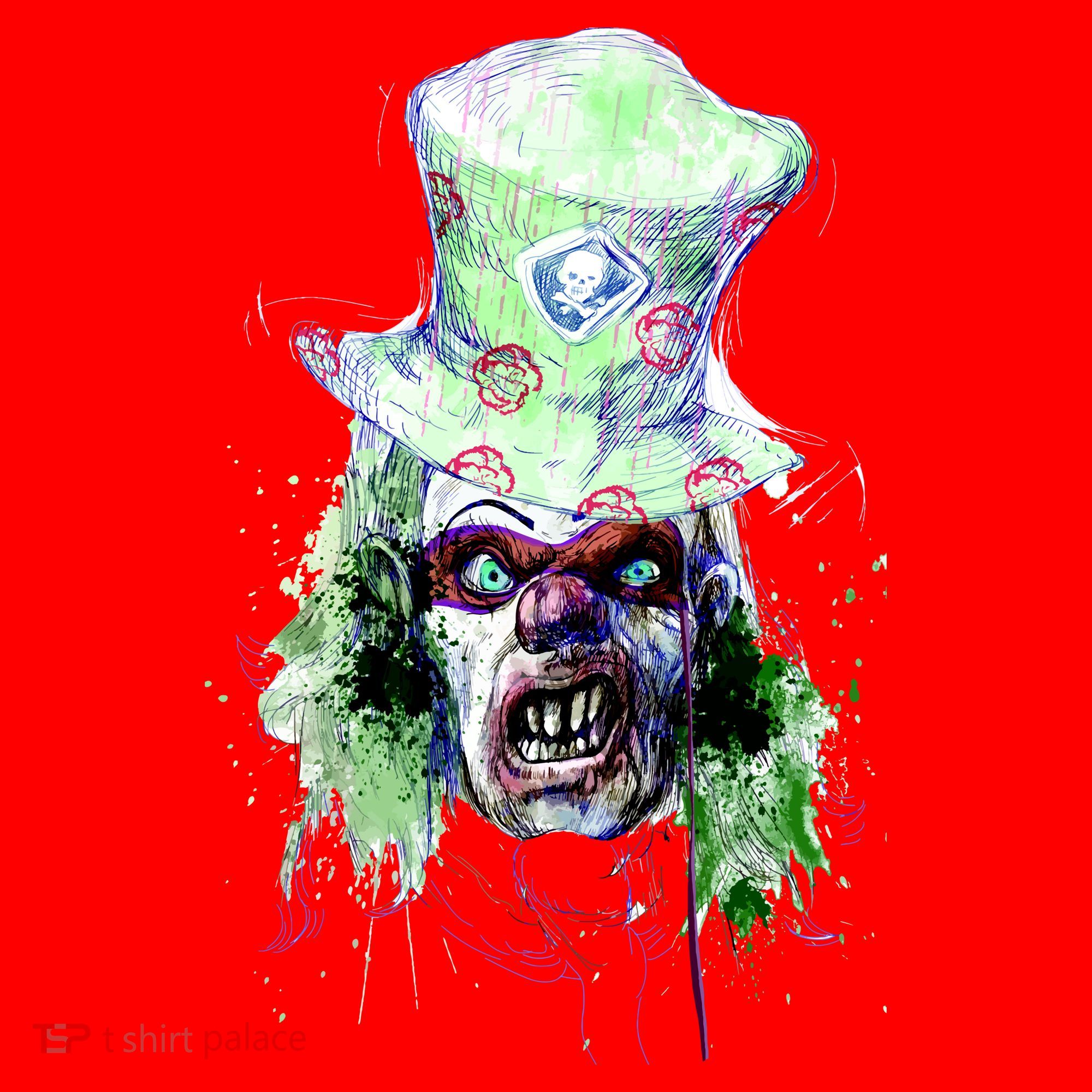 Spooky Clown Face Santa Hat
