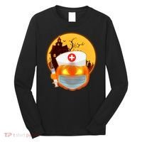Spooky Halloween Nurse Pumpkin Long Sleeve Shirt thumb 0