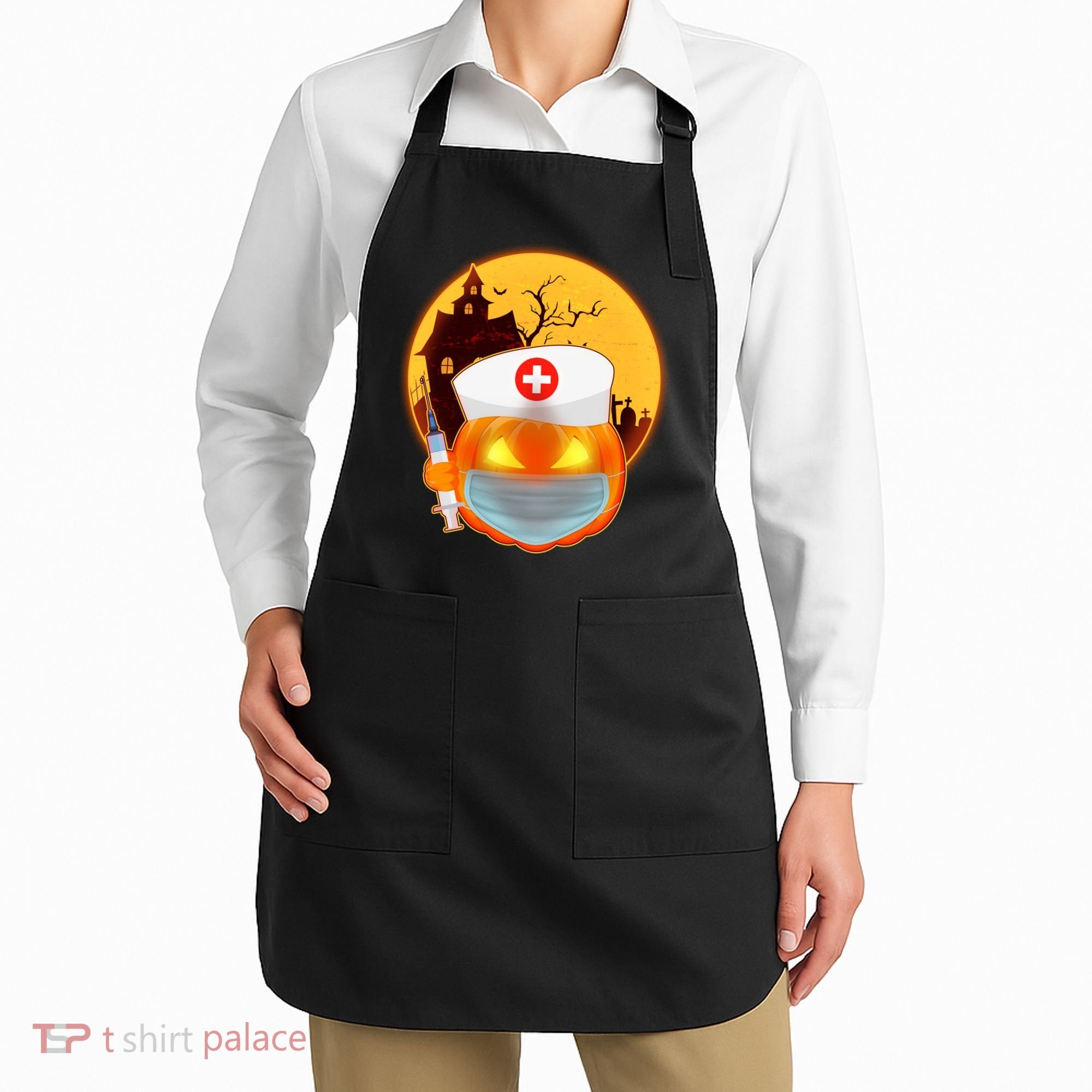 Spooky Halloween Nurse Pumpkin Apron