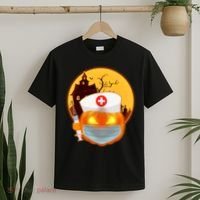 Spooky Halloween Nurse Pumpkin T-Shirt thumb 2
