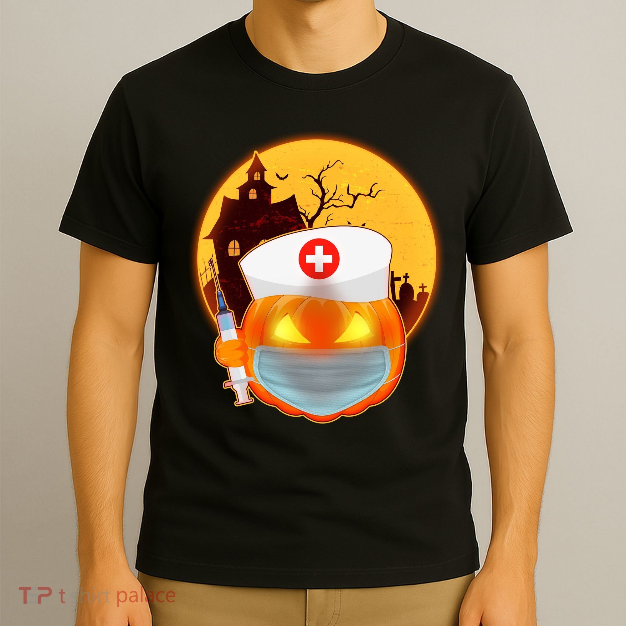 Spooky Halloween Nurse Pumpkin T-Shirt