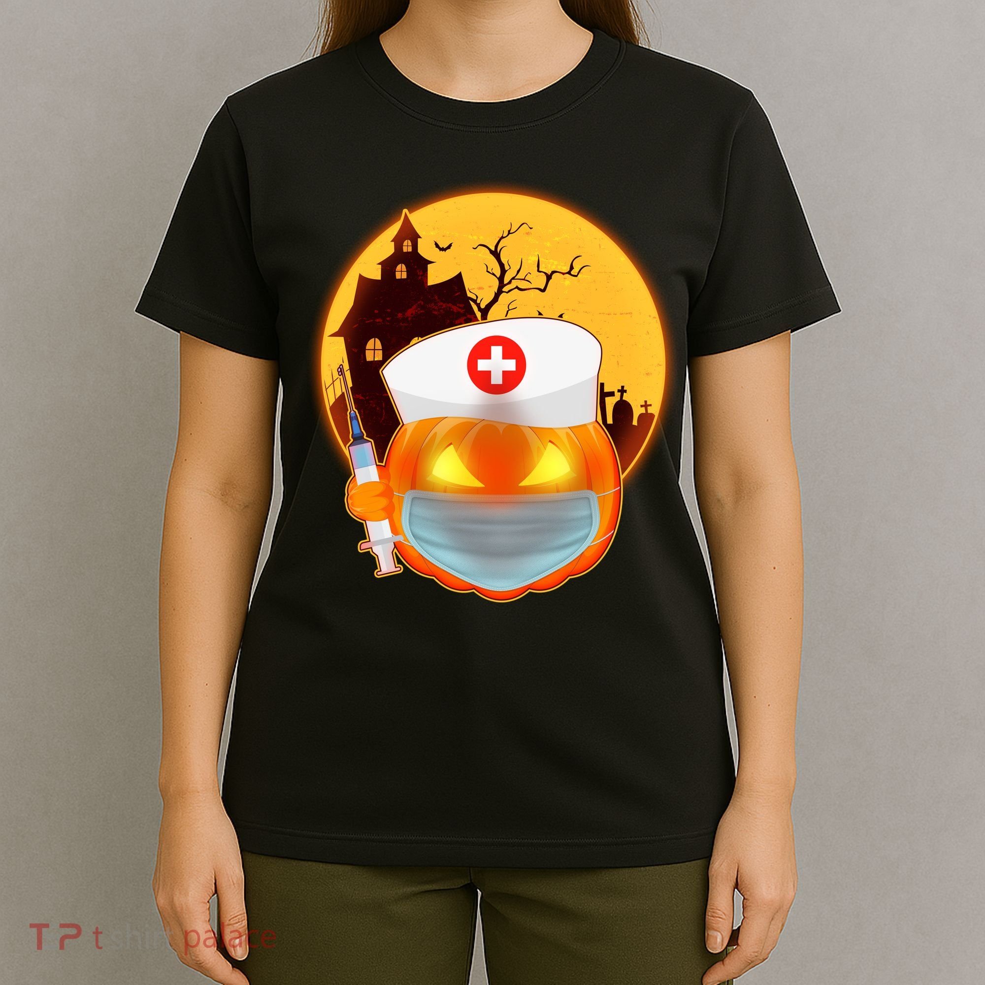 Spooky Halloween Nurse Pumpkin T-Shirt