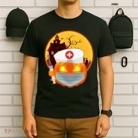 Spooky Halloween Nurse Pumpkin T-Shirt thumb 6