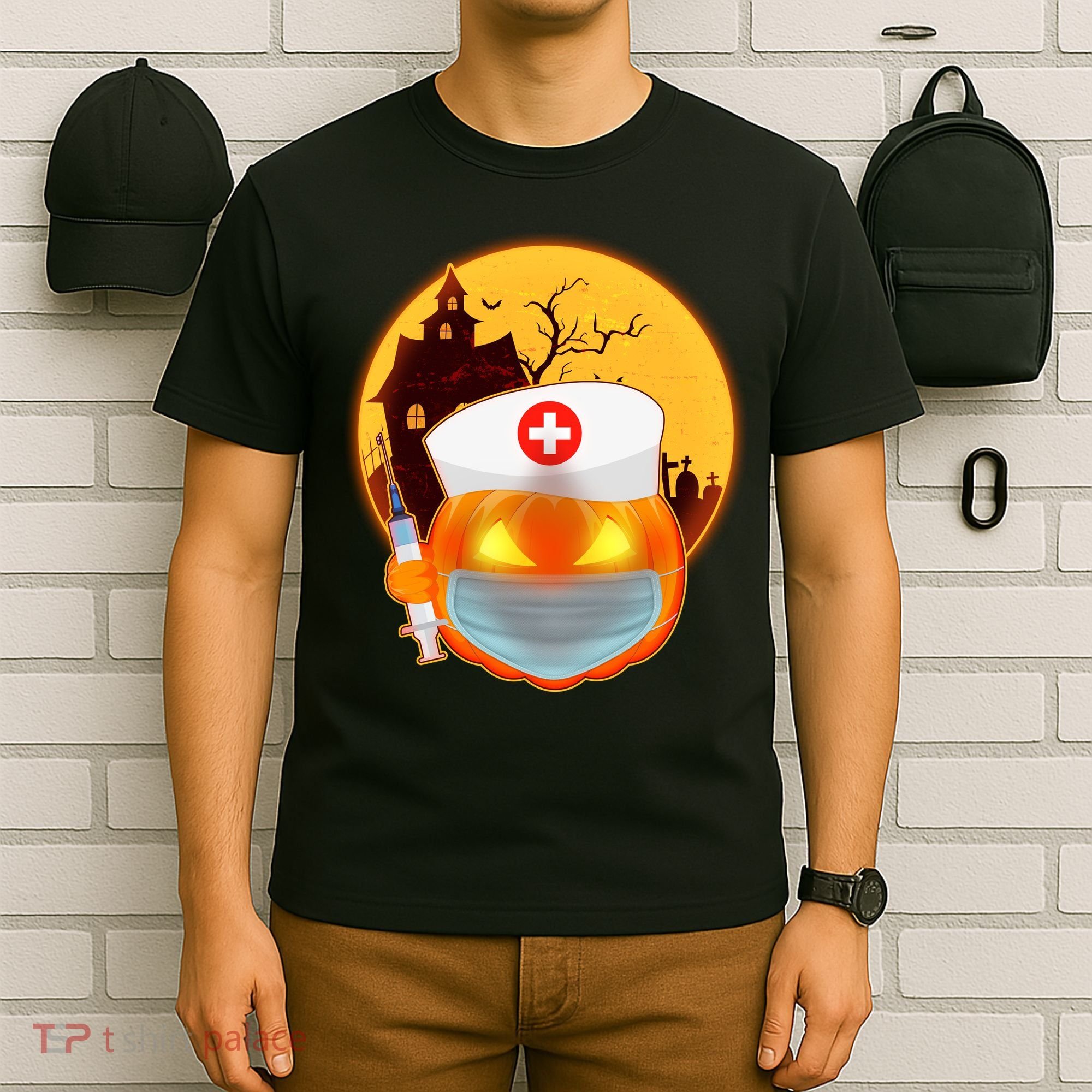 Spooky Halloween Nurse Pumpkin T-Shirt