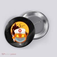 Spooky Halloween Nurse Pumpkin Button thumb 0