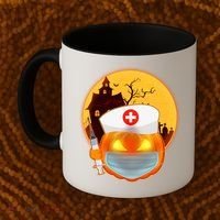 Spooky Halloween Nurse Pumpkin Coffee Mug thumb 2