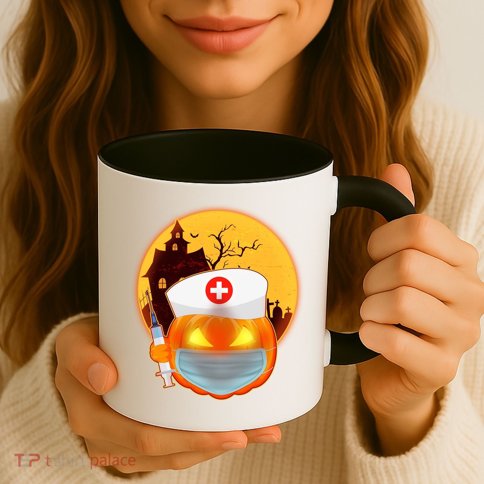 Spooky Halloween Nurse Pumpkin Coffee Mug