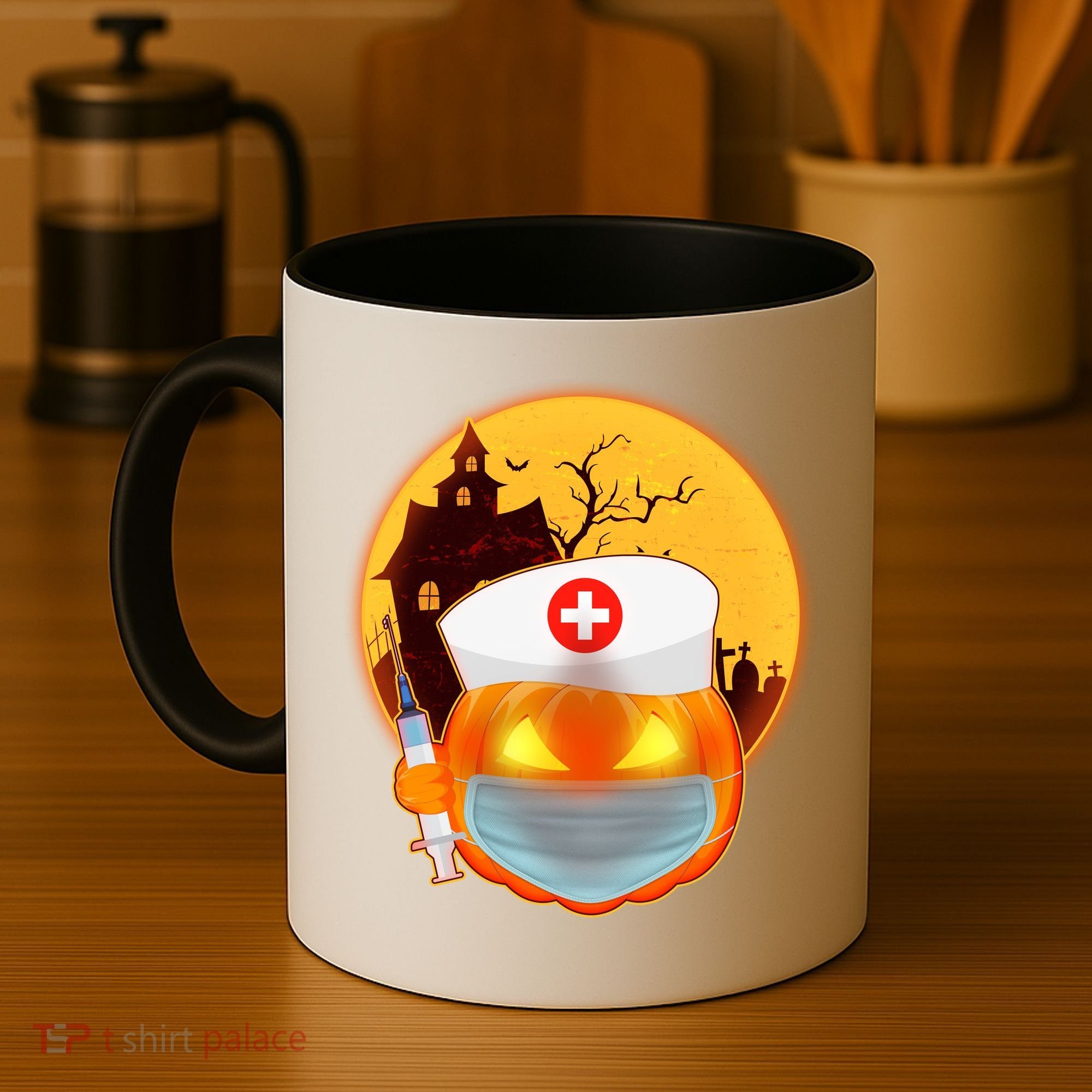 Spooky Halloween Nurse Pumpkin Coffee Mug