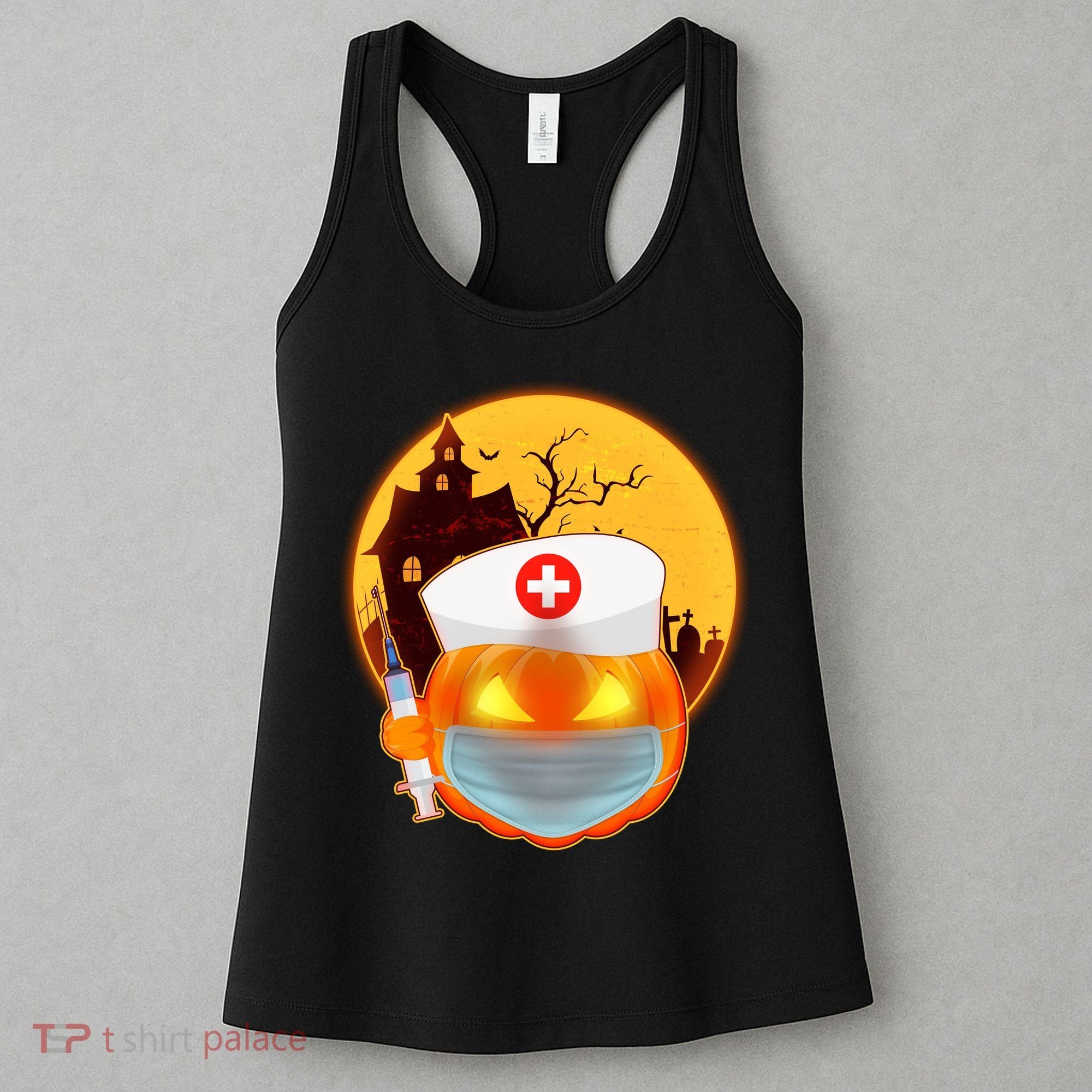 Spooky Halloween Nurse Pumpkin Women's Tank Top